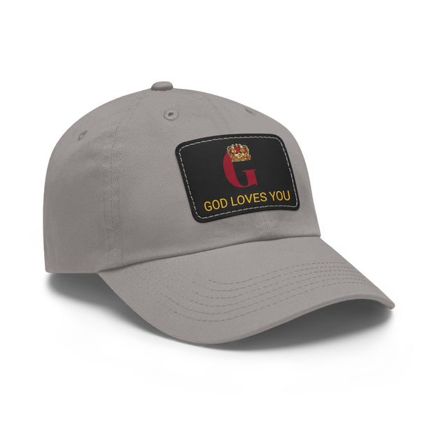 Ball Cap with Leather God Loves You Patch (Rectangle)