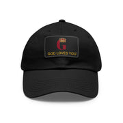 Ball Cap with Leather God Loves You Patch (Rectangle)