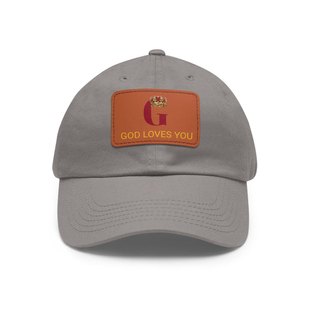 Ball Cap with Leather God Loves You Patch (Rectangle)
