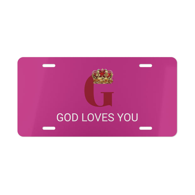 God Loves You Pink Vanity Plate